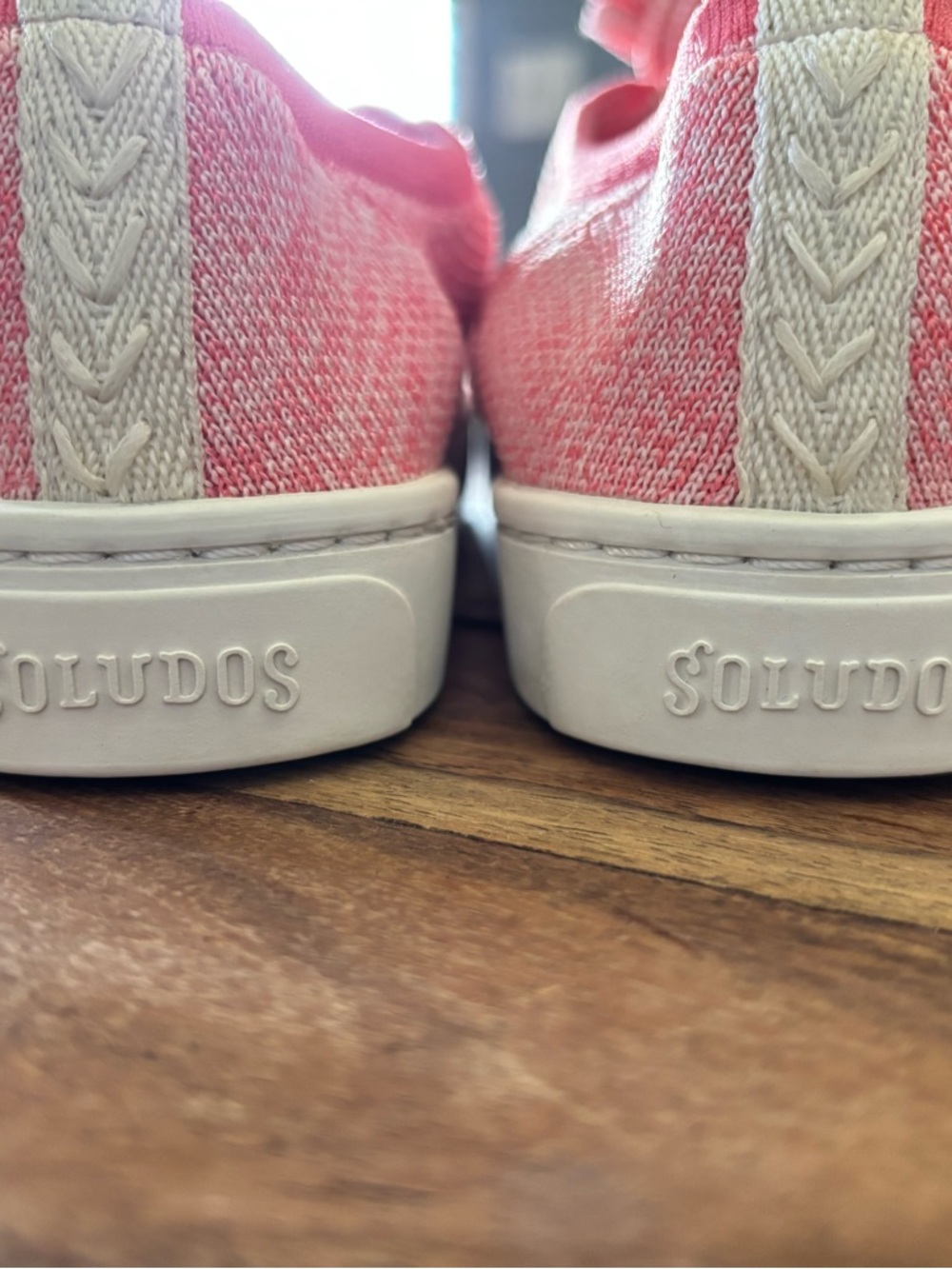 Soludos Knit Lace-Up Breathable Sneakers in Coral Confetti - Picture 4 of 5